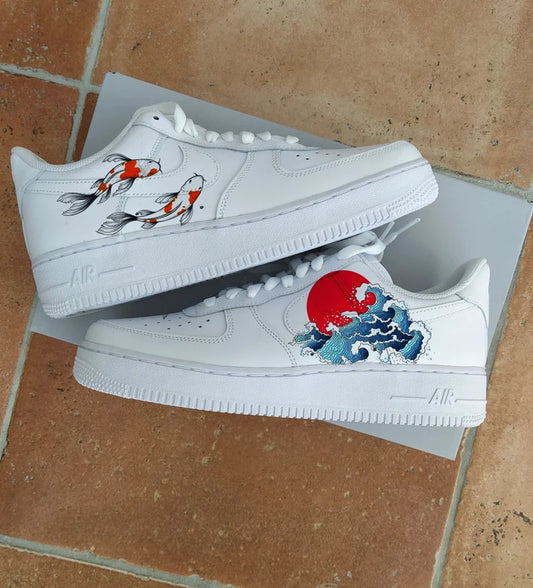 Custom Hand-Painted Air Force 1 Great Waves Koi Fish