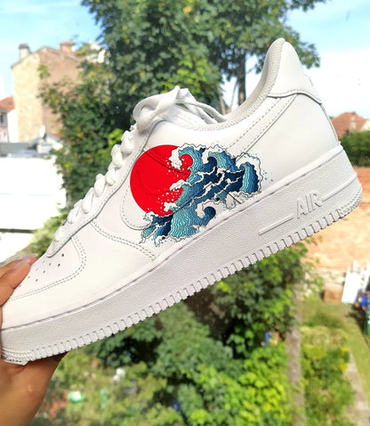 Custom Hand-Painted Air Force 1 Great Waves Koi Fish